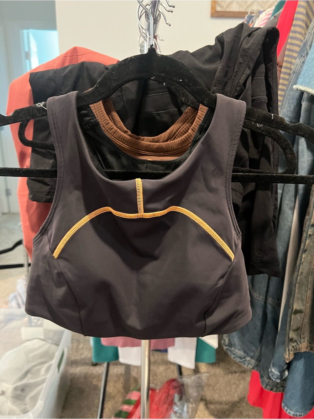 Lululemon Tough Train High Neck Bra, Black Orange Soda 10 - Picture 5 of 7